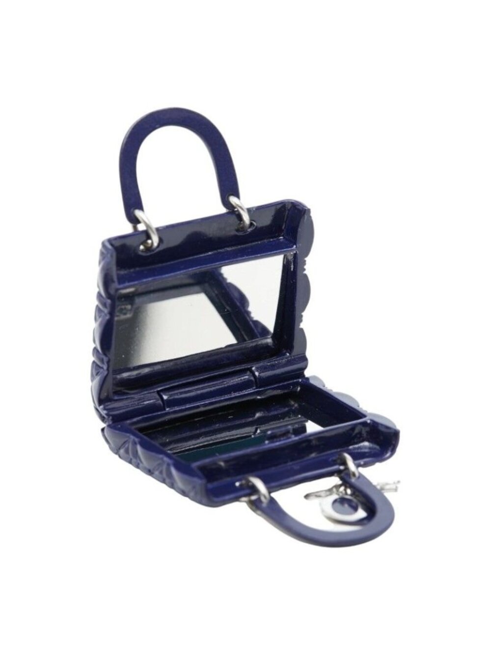Dior Lady Dior Mirror Charm Navy Blue Metal 1- Handbag - Picture 5 of 6
